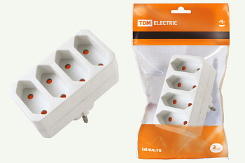 TDM Блок на 4 гнезда 2П 2,5 А 250 B под плоскую вилку белый SQ1806-0203
