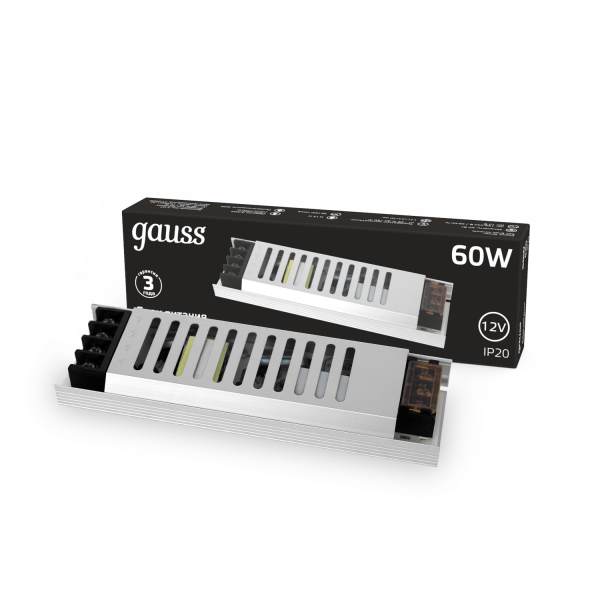 Купить Gauss Блок питания LED STRIP PS 60W 12V - ультратонкий 1/72 202001060