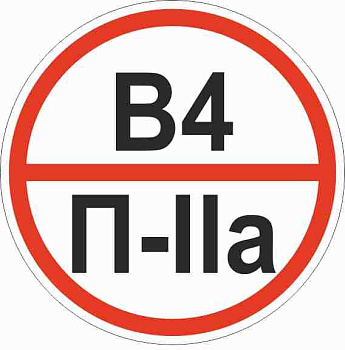 Знак пластик "Категории помещения по взрывопожарной и пожарной опасности В4 П-IIа" (200x200) ГОСТ 12.4.026-2015 EKF PROxima