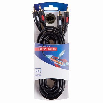 Шнур 2RCA - 2RCA 3М (GOLD) Rexant 06-3044
