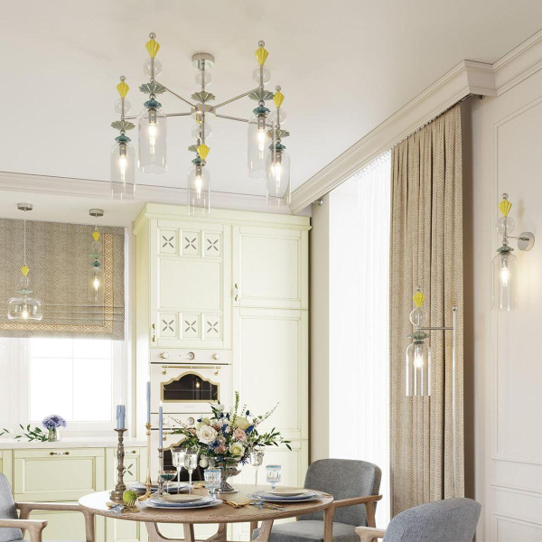 Купить Odeon Light 4893/5C CLASSIC ODL_EX22 33 хром/раноцветн./керамика/стекло Люстра потолочная E14 5*40W 4893/5C BIZET