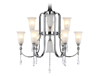 Ambrella Подвесная люстра с хрусталем TR3249/9 CH/FR хром/белый матовый E14*9 max 40W D735*720