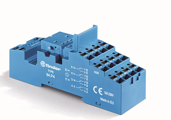 Finder Розетка с безвинтовыми клеммами Push-in для реле 55.32, 55.34, таймера 85.02, 85.04; применяются модули 86.00, 99.02; в комплекте металлическая 94P4SMA