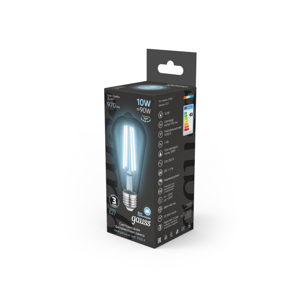 Купить Gauss Лампа Filament ST64 10W 970lm 4100К Е27 LED 1/10/40 157802210