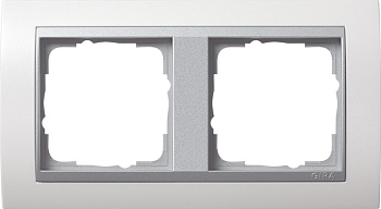 Gira Event Бел.глянц./Алюминий Рамка 2-ая 0212806