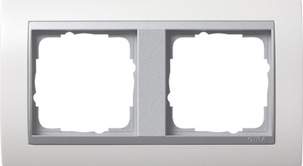 Gira Event Бел.глянц./Алюминий Рамка 2-ая 0212806