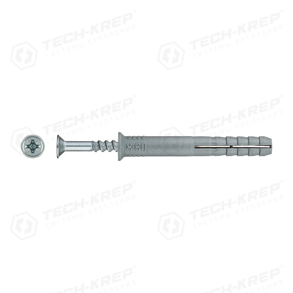Tech-Krep Дюбель-гвоздь 8х60 пот. манжета (полипропилен) (75 шт) - ведро 104744