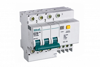 Dekraft Автоматический выключатель дифференциального тока АВДТ 3P+N 25А 100мА тип AC х-ка C ДИФ-101 4,5кА 15222DEK