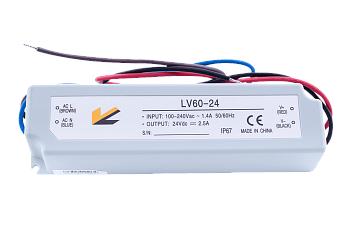 SWG Блок Питания для ленты IP 67 пластик 60 W, 24V LV-60-24