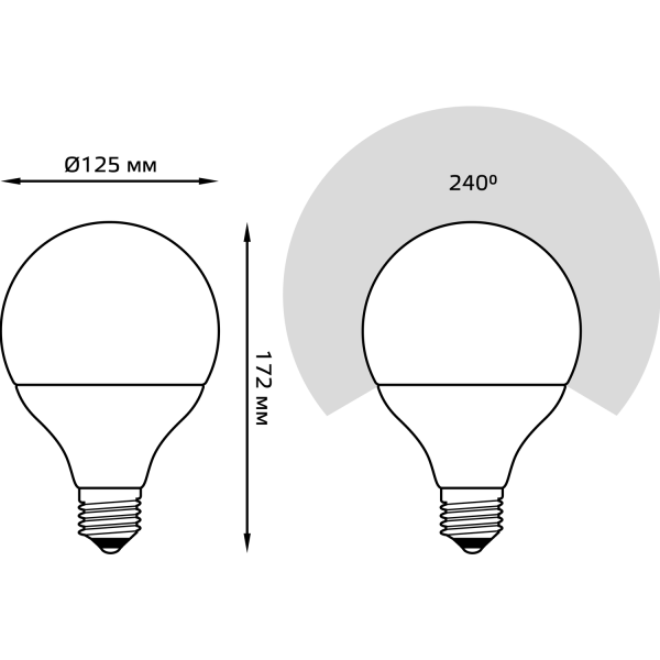Купить Gauss Лампа G125 22W 1840lm 6500K E27 LED 105102322