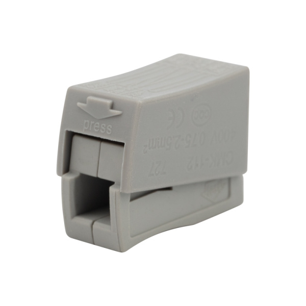 Строительно-монтажная клемма СМК 224-112 для светильника на 2 проводника 1.0-2.5/0.5-2.5 мм², белая (5 шт./уп.) Rexant 07-2411-5