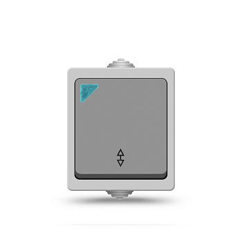 UNIVersal "Аллегро" Выключатель Серый1 кл. проходной с подсветкой, IP-54 1277