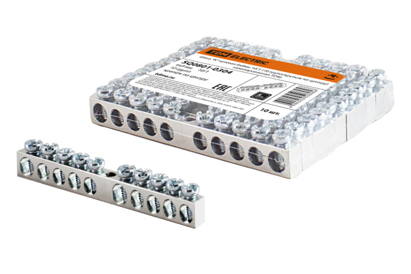 TDM Шина "N" нулевая 6х9мм 10/1 (10 групп/крепеж по центру) никелированная SQ0801-0304