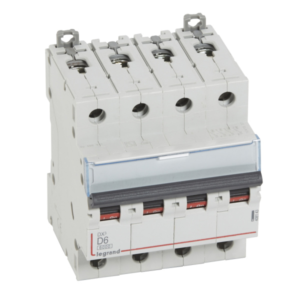 Купить Legrand DX3 6000 Автоматический выключатель 10кА 4P 400В 6А 4 мод (D) 408143