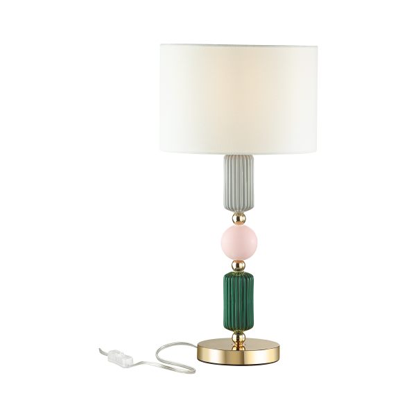 Купить Odeon Light 4861/1T CLASSIC ODL_EX21 золото/раноцветн./керамика/абажур Настольная лампа E27 1*60W CANDY