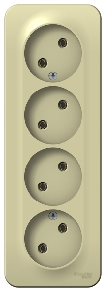 Купить Systeme Electric Blanca наруж Беж Розетка 4-ая б/з без шторок, изолир. пластина 16А, 250В