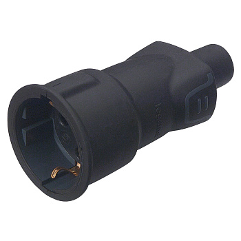 Legrand Элиум Черный Розетка 2Р+Е, 16А, кабель мах 3х2.5, резина 050197