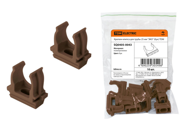 TDM Крепеж-клипса для трубы 25 мм (10шт) "ЭКО" (бук) SQ0405-0043