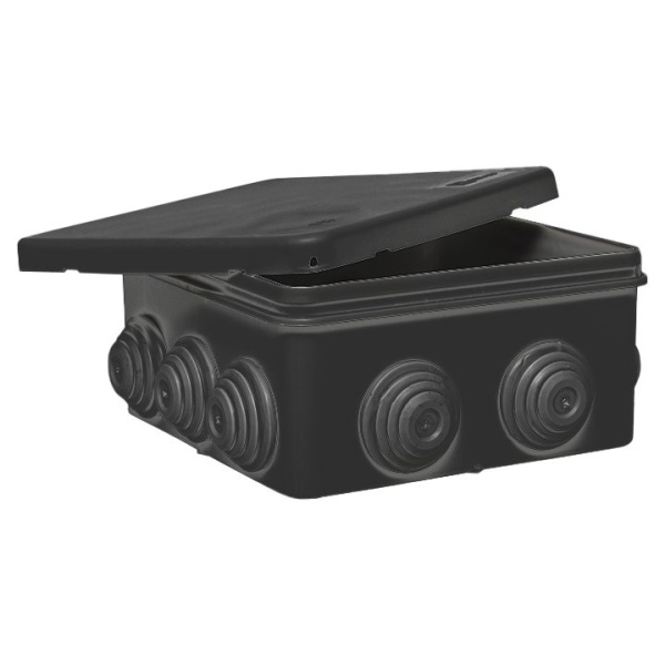 Купить EKF Коробка распределительная КМР-030-014 с крышкой (100х100х50), 10 мембр. вводов чёрная IP55