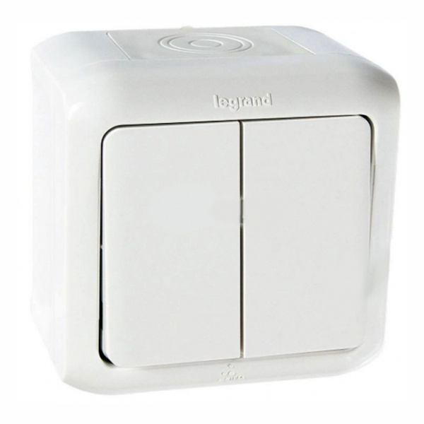Купить Legrand Quteo Белый Выключат 2-клавишный IP44 10А 782302