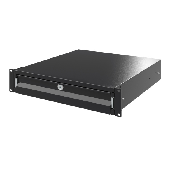 DKC Ящик 2U выдвижной с ключом, глубина 300мм, для 19" IT-корпусов, RAL9005