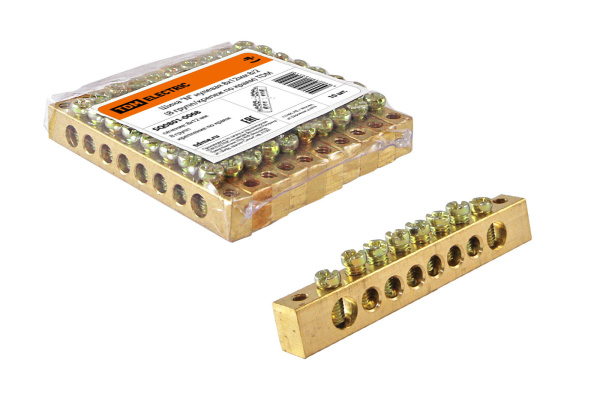 TDM Шина "N" нулевая 8x12мм 8/2 (8 групп/крепеж по краям) SQ0801-0068