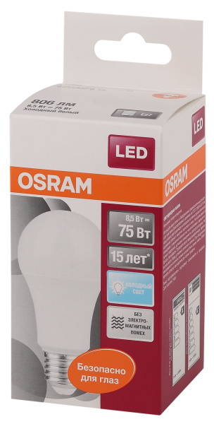 Купить Osram Лампа светодиодная LEDSCLA75 9W/840 230VFR E27 FS1 4058075086647