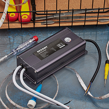 Источник питания тонкий 220V AC/24V DC, 3А, 72W с проводами, влагозащищенный (IP67) Rexant 201-072-2