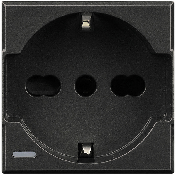 Купить BT Axolute Антрацит Розетка с/з c защищенными контактами, винт. зажим, возможность индикации 2 мод HS4140/16