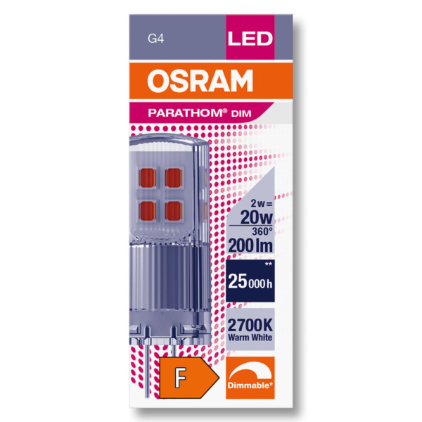 Купить OSRAM PARATHOM DIM Special PIN CL 20 dim 2W/827 G4 4058075622388