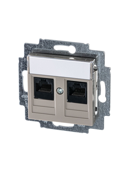 Купить ABB EPJ Levit кофе макиато / белый Розетка компьютерная, 2хRJ45 кат,5e, кофе макиато 2CHH295118A6018