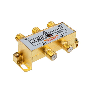 Делитель ТВ х 4 + 5шт. F "BOX" 5-1000 МГц "GOLD" Rexant 05-6103-1