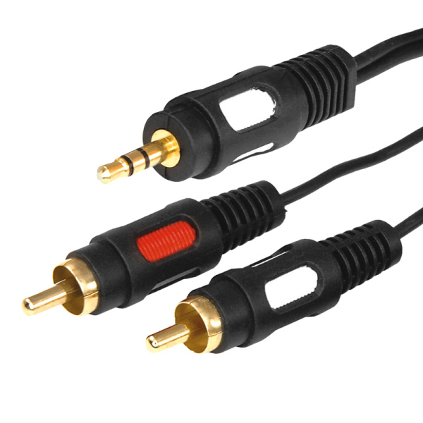 Шнур 3.5 Stereo шт - 2RCA шт 1.5М (GOLD) Rexant 17-4232