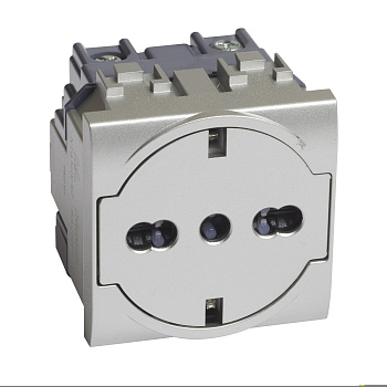 BT LL Алюминий Розетка 2К+З 16А 250в, немецкого/итальянского стандартов,с плоской лицевой панелью. NT4140/16F