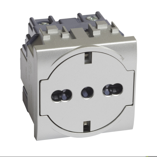 BT LL Алюминий Розетка 2К+З 16А 250в, немецкого/итальянского стандартов,с плоской лицевой панелью. NT4140/16F
