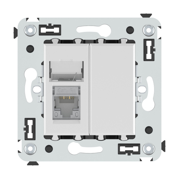 Купить DKC Компьютерная розетка RJ-45 в стену, кат.6 одинарная экранированная, "Avanti", "Белое облако"