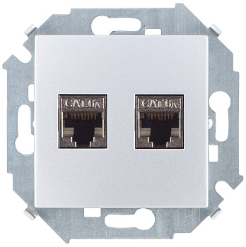 Simon 15 Алюминий Розетка компьютерная двойная 2хRJ45 кат.6A (АМР, FTP) 1591564-033