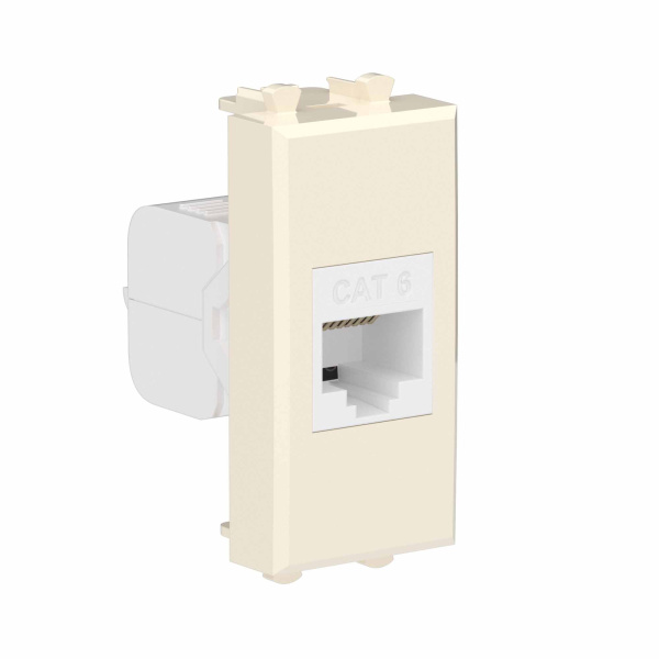 Купить DKC Компьютерная розетка RJ-45 без шторки модульная, кат.6, "Avanti", "Ванильная дымка", 1 модуль