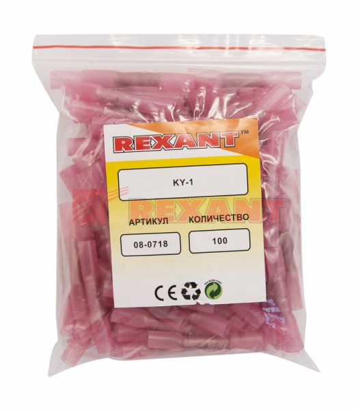 Купить СОЕДИНИТЕЛЬНАЯ ГИЛЬЗА изолированная термоусаживаемая L-37мм 0.5-1мм² (ГСИ-т 1.0 / ГСИ-т 0,5-1,0) красный Rexant 08-0718