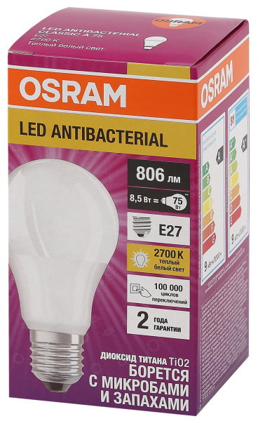 Купить Osram LCCLA60 8,5W/827 230VFR E27 10X1 4058075560994
