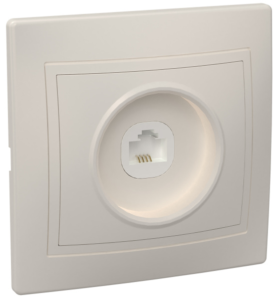 IEK KVARTA РТ10-ККм Розетка 1местн. телефонная (кремовый)