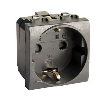 DKC Электрическая розетка, с заземлением, со шторками, черная, 2 мод.