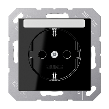 JUNG Розетка SCHUKO® 16A 250V с защитой от детей с полем для надписи термопласт черный A1520BFKINASW