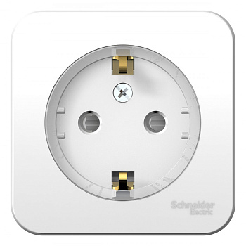 Systeme Electric Blanca наруж Бел Розетка с/з со шторками, (тонкая) 16А, 250В изолир. пластина