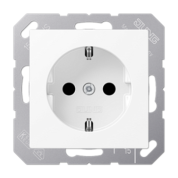JUNG A Flow/A 550 Белый матовый Розетка  16A 250V с заземлением, SCHUKO A1520BFWWM