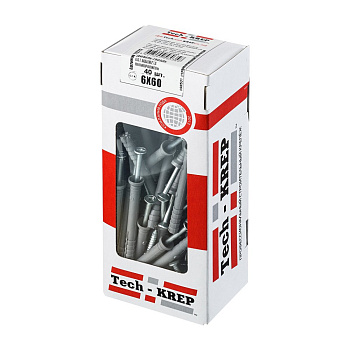 Tech-Krep Дюбель-гвоздь 6х60 пот. манжета (полипропилен) (40 шт) - коробка с ок 112712