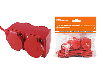 TDM Удлинитель силовой Уз16-02/02 (с крышками IP44, 4 места/20м ПВС 3х1,0) SQ1302-0014