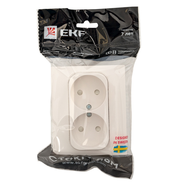 Купить EKF PROxima Стокгольм Розетка 2-ая б/з 10А белая со шторками