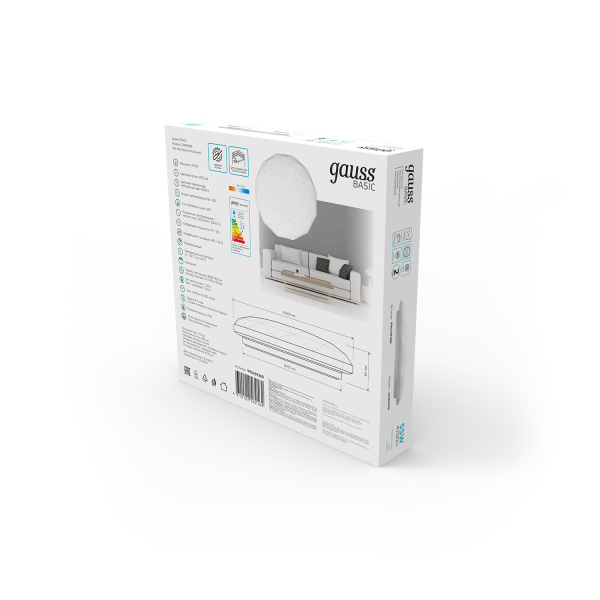 Купить Gauss Светильник Basic Space Diamond НПС 55W 4700lm 4000K  220-240V IP20 500*80 LED 1/10 995439260