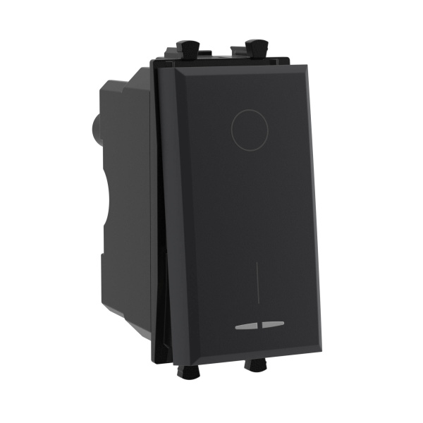 Купить DKC Выключатель двухполюсный модульный, "Avanti", "Черный матовый", 1 модуль